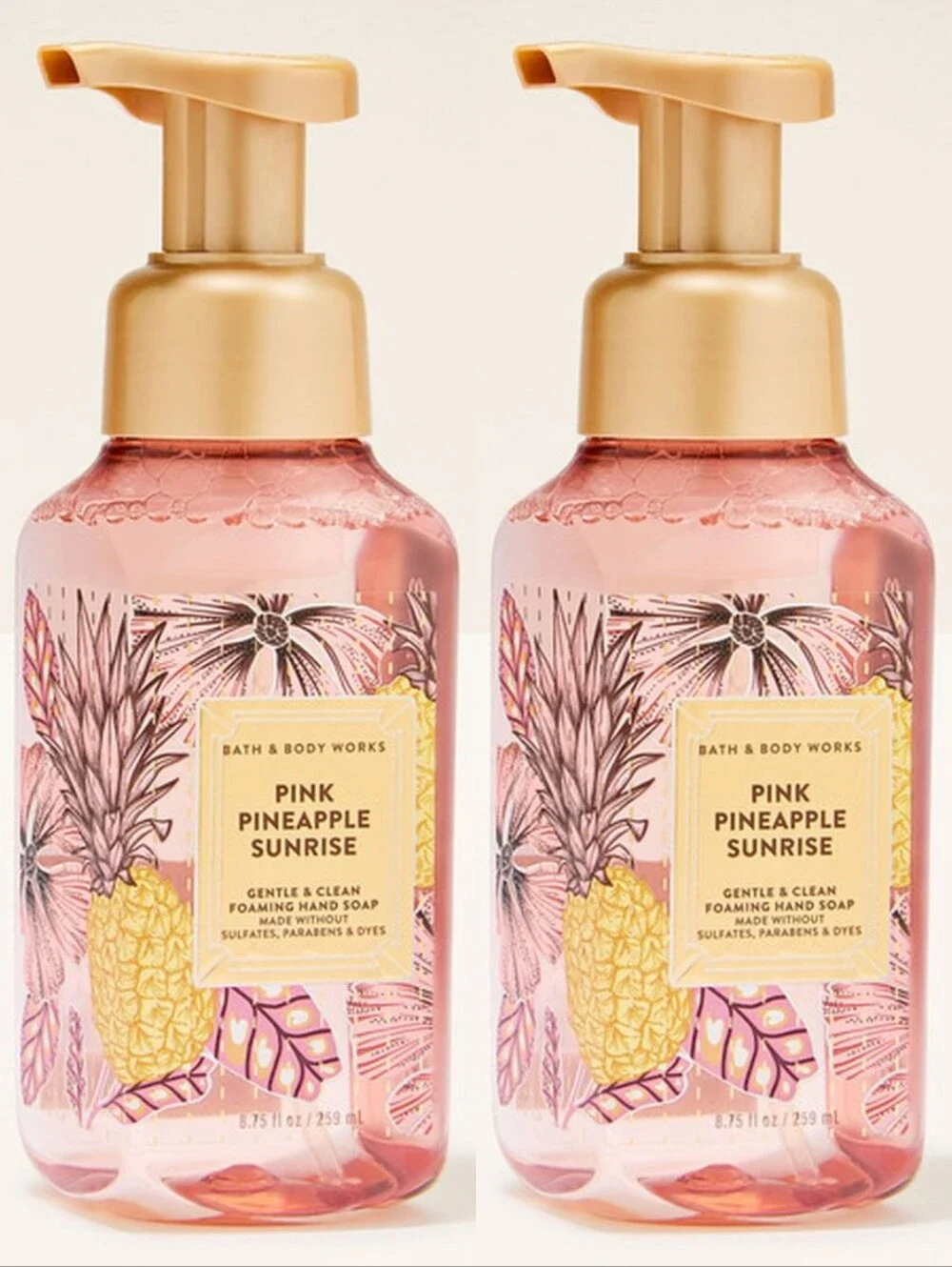 Bath & Body Works Pink Pineapple Sunrise Foaming Hand Soap Set of 2 NEW RARE